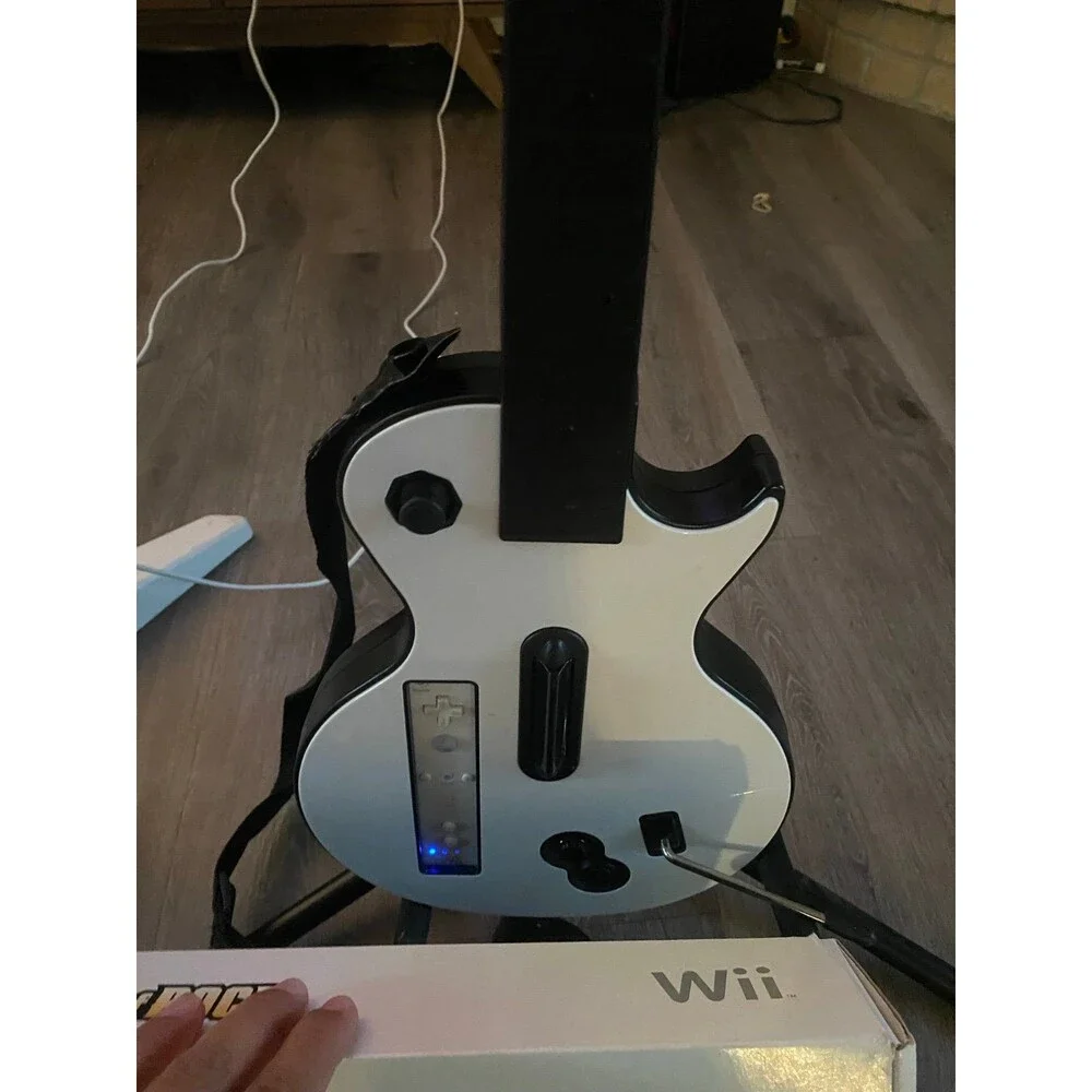 Nintendo Wii Rock Band Bundle -  Guitar, Drums, Mic w 7 games Tested Guitar hero